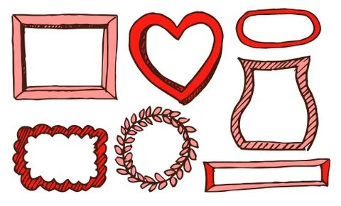 Seven Bright Red Patterns of Various Frames Banner 스톡 일러스트