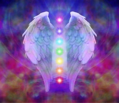 Seven Chakras and Angel Wings Stock Illustration