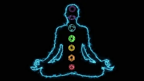 Healing Hands And Seven Chakras Stock Photo, Picture and Royalty