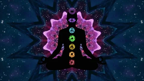 Seven Chakras opening and balances the energy of the chakras in the body. Stock Footage 166878441