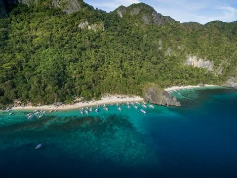 Seven Commandos Beach and Papaya Beach in El Nido, Palawan, Philippines. To.. Stock Photos