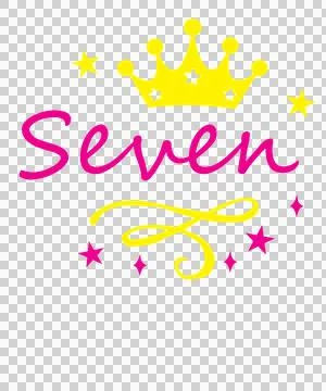 Seven Crown Stars And Script floating swirl black white Stock Illustration