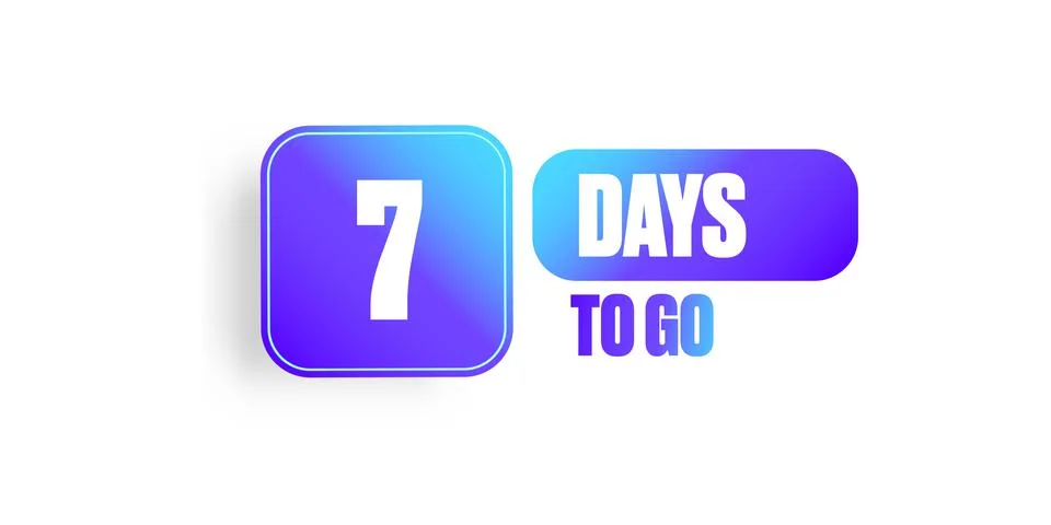 Seven days to go countdown blue horizontal banner design template isolated on Stock Illustration