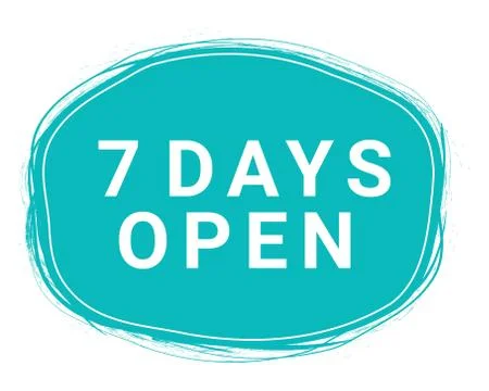 Seven Days Open Speech Bubble. Loudspeaker. Illustrations For Promotion Stock Illustration