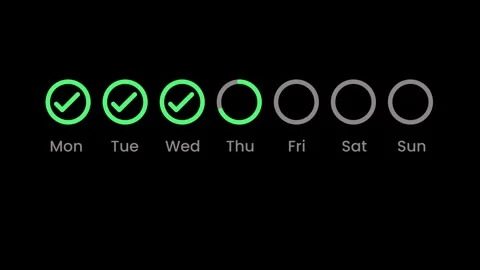 Seven days of the week, each marked with a tick sign animation Vídeos de archivo 332597355
