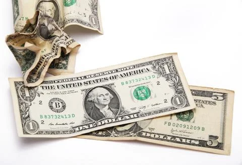 Seven dollar note in a white background Stock Photos