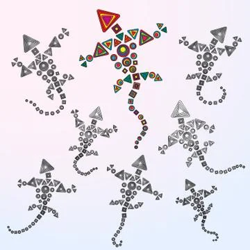 Seven dragons vector illustration Stock Illustration