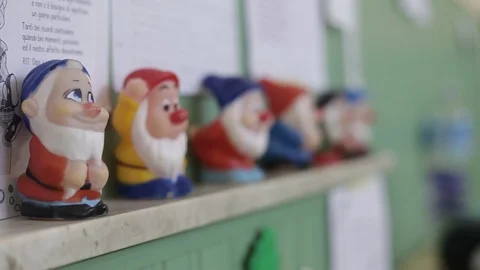 Seven Dwarfs, Children playing School, with toys Stock Footage 126976444