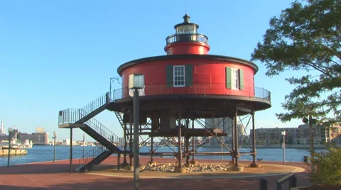 Seven Foot Knoll Lighthouse Stock Footage 38765304
