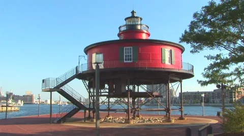 Seven Foot Knoll Lighthouse Stock Footage 40684087