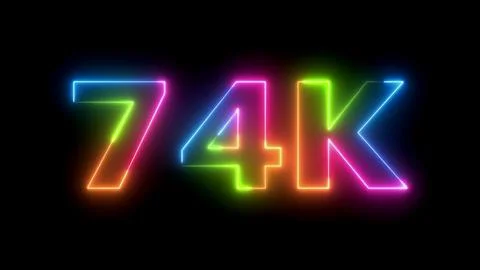 Seven four k resolution neon sign Stock Illustration