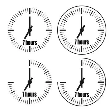 Seven Hours Clock on white background. Seven o'clock. Stock Illustration