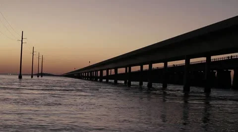 Seven Mile Bridge sunset Stock Footage 10589004