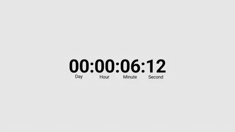 Seven minutes countdown timer animation in sixty seconds with alpha channel Stock Footage 345586888