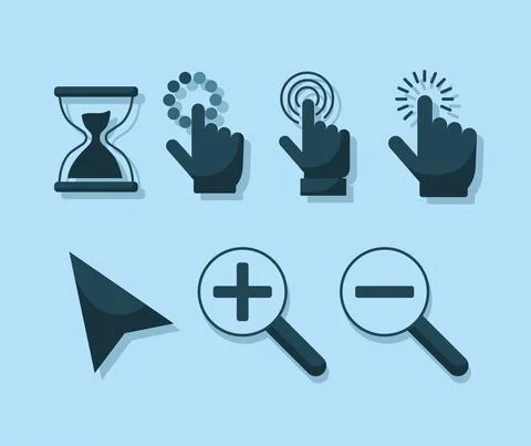 Seven mouse pointers Stock Illustration