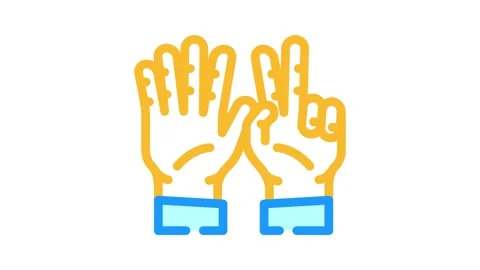 Seven number hand gesture color icon animation Stock Footage 327272807