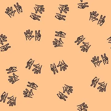 Seven number hand gesture vector seamless pattern Illustrazione stock