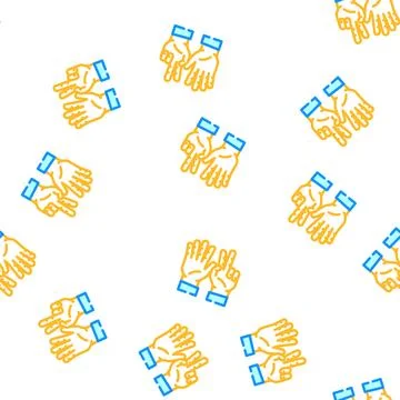 Seven number hand gesture vector seamless pattern Stock Illustration