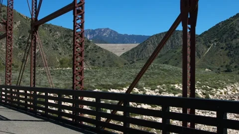 Seven Oaks Dam from the Bridge Stock Footage 274097992