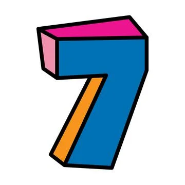 Seven or number 7 vector logo colorful playful design illustration Stock Illustration