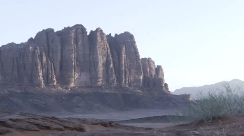 Seven pillars of wisdom mountain in Wadi Rum Stock Footage 66241408