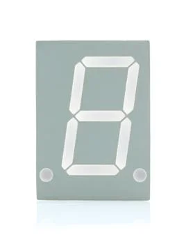 Seven segment led single digit display on white background Stock Photos