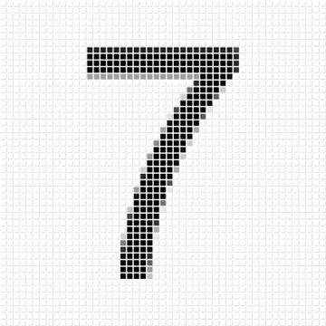 Seven. Simple geometric pattern of black squares in number seven Stockillustratie
