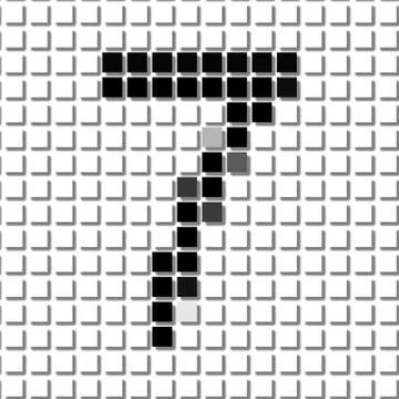 Seven. Simple geometric pattern of black squares in number seven Illustrazione stock