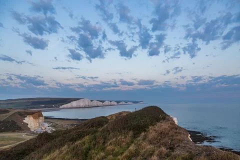 The Seven Sisters Cliffs with Evening Light Foto stock