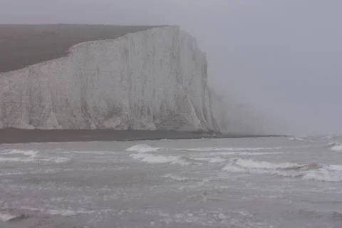 Seven Sisters cliffs in the rain Stock Photos