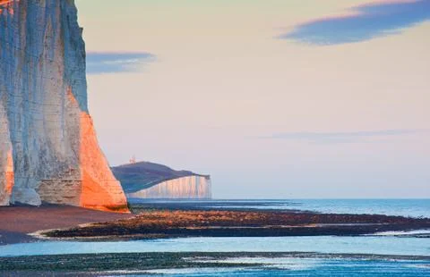 Seven sisters cliffs south downs england landscape Stock Photos
