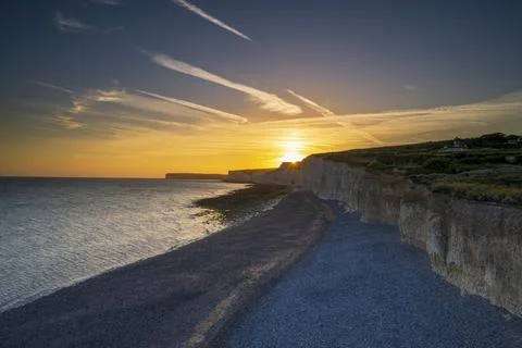 The Seven Sisters cliffs,  South Downs National Park, East Sussex, England, U Stock Photos