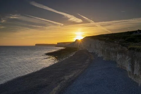 The Seven Sisters cliffs,  South Downs National Park, Eastbourne, East Sussex Stock Photos
