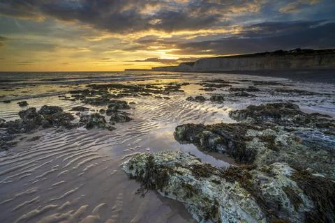 The Seven Sisters cliffs,  South Downs National Park, Eastbourne, East Sussex Stock Photos