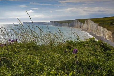 The Seven Sisters cliffs,  South Downs National Park, Eastbourne, East Sussex Stock Photos