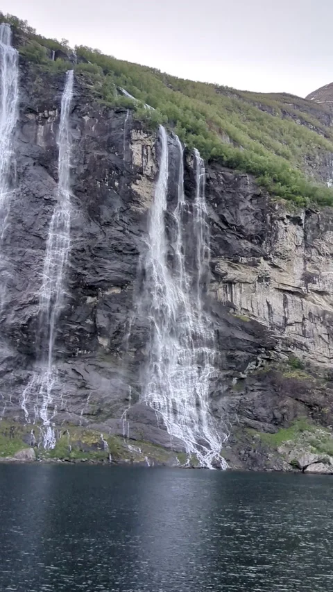 Seven Sisters Waterfalls hand held, natural light, no edit SOOC RAW video file Stock Footage 291597663