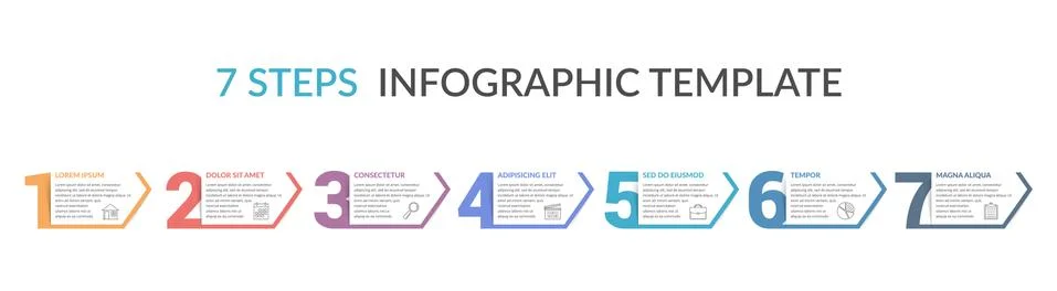 Seven Steps Infographic Template Stock Illustration