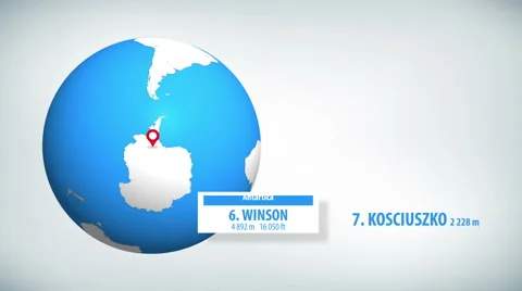 Seven Summits Globe Infographic Highest Mountains on Continents Stock Footage 68934467