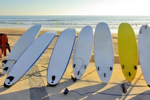 Seven surfboards Stock Photos
