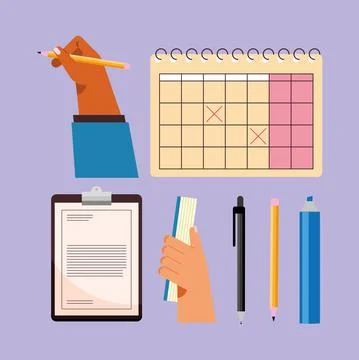 Seven taking notes icons Stock Illustration
