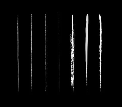 Seven thin lines of white chalk on a black background Stock Illustration