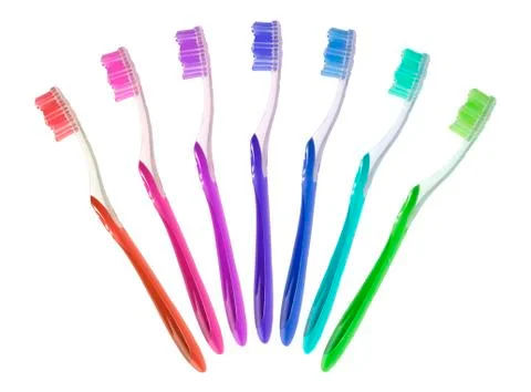Seven toothbrushes Stock-Fotos