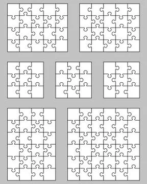 Seven white puzzles Stock Illustration