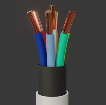 Seven-wire cable, different colors. 3D illustration Stock Illustration