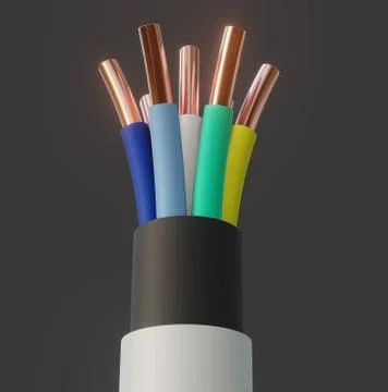 Seven-wire cable, different colors. 3D illustration Illustrazione stock