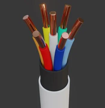 Seven-wire cable, different colors. 3D illustration Stock Illustration