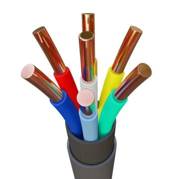 Seven-wire cable, different colors. 3D illustration Stock Illustration