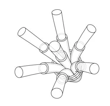 Seven-wire cable. Wire frame. Vector Stock Illustration