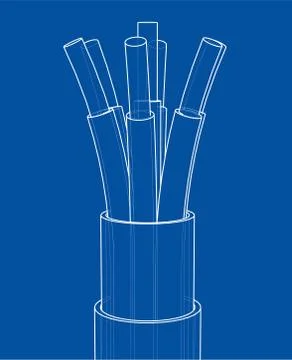 Seven-wire cable. Wire frame. Vector Stock Illustration