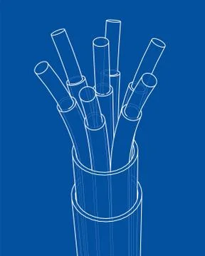 Seven-wire cable. Wire frame. Vector Ilustração Stock